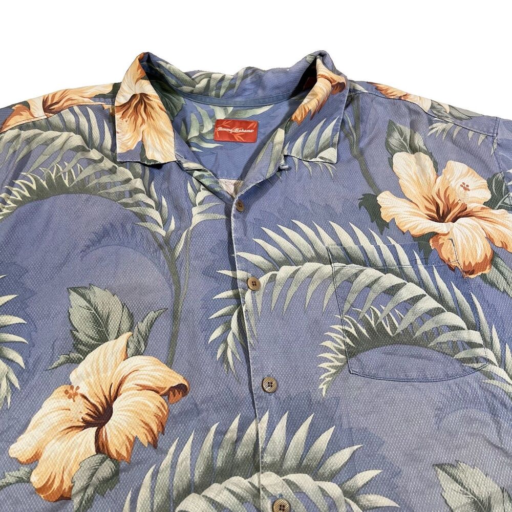 Tommy Bahama Silk Floral Tropical Hawaiin Button Up Camp Shirt Men's Size 3XT - Picture 6 of 10